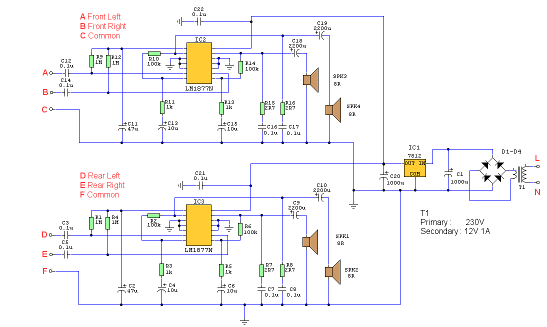 Quadraphonic VERSTERKERKRINGBAAN LM1778N