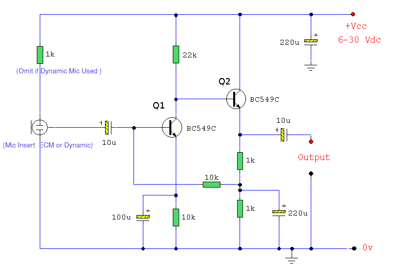 ECM هيئة التصنيع العسكري المضخم PREAMP ذات جودة عالية لإدراج MIC الإلكتريت