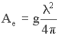 A_e = g * למבדה ^ 2 / (pi 4)