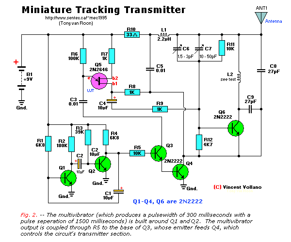 Миниатюрни Tracking предавател, Схематично