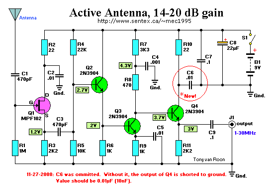 Aktivno Antenna Shematski diagram