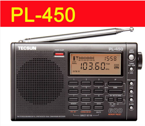 Tecsun PL450 PLL Лічбавае FM / AM / LW / кароткахвалевае радыё PL-450