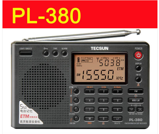 TECSUN PL-380 DSP me ETM PLL WORLD spektrit të radio PL380