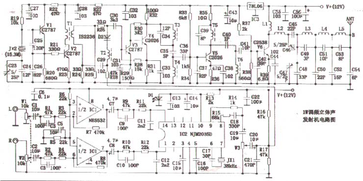 1W FM stereo transmiter circuit