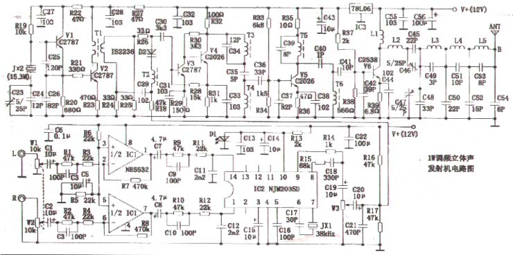 circuit transmissor de FM estèreo 1W