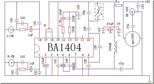 BA1404 agus upc1651 arna dtáirgeadh ag an ciorcad modulator