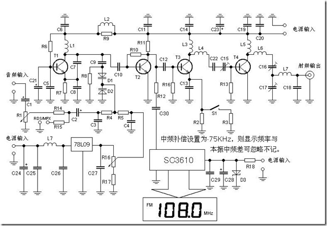 Con frecuencia diagrama de circuito transmisor mostrado