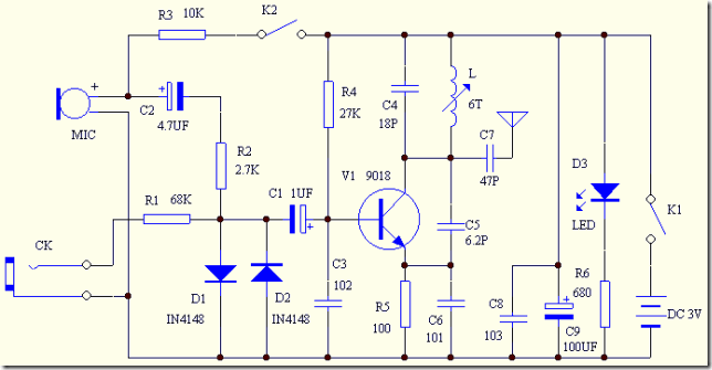 Micrófono FM con un tutorial produción 9018