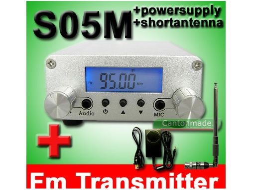 0.5w FM Transmitter + + เสาอากาศสั้นอุปทานพลังงาน