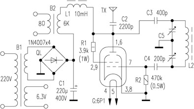 A 5 vatios transmisor FM circuito amplificador