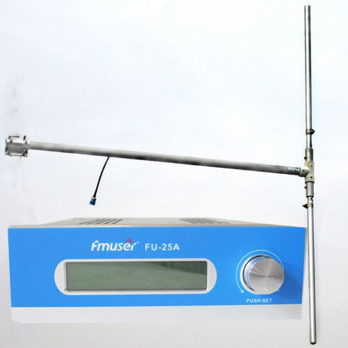 FMUSER 25W CZH-T251 CZE-T251 FU-25A Mtaalamu wa matangazo ya redio ya redio ya FM + DP100 Dipole Antenna + kebo ya 8M na viunganishi + Adapter ya Nguvu