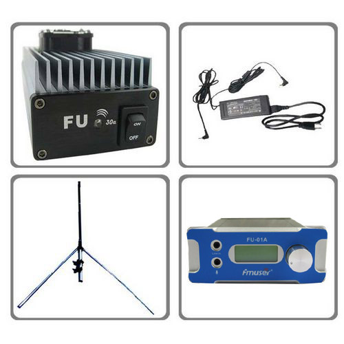 FMUSER 30W PC Control FM-lähetin: FU-30A 30W FM vahvistin + PC Control FM exicter + GP100 1 / 4 aalto GP antenni liittimet + virtalähde järjestelmä pakki