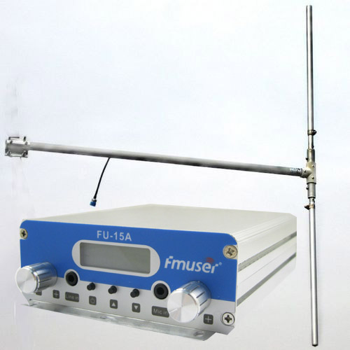 FMUSER 15W CZH-15A CZE-15A FU-15A stereo FM pemancar siaran PLL FM exciter 88Mhz - 108Mhz + DP100 1/2 antena dipol gelombang + Kit Kuasa