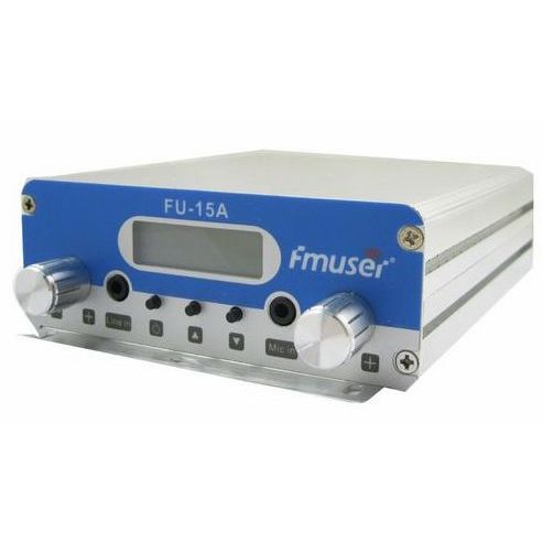 FMUSER 15W CZH-15A CZE-15A FU-15A FM stereo PLL broadcast transmitter FM exciter 88Mhz - 108Mhz cover 2KM-4KM Silver Color