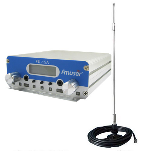 FMUSER 15W CZH-15A stereo FM pemancar siaran PLL FM exciter 88Mhz - 108Mhz + antena suker kereta + kuasa kereta bekalan Kit penutup 2KM-4KM