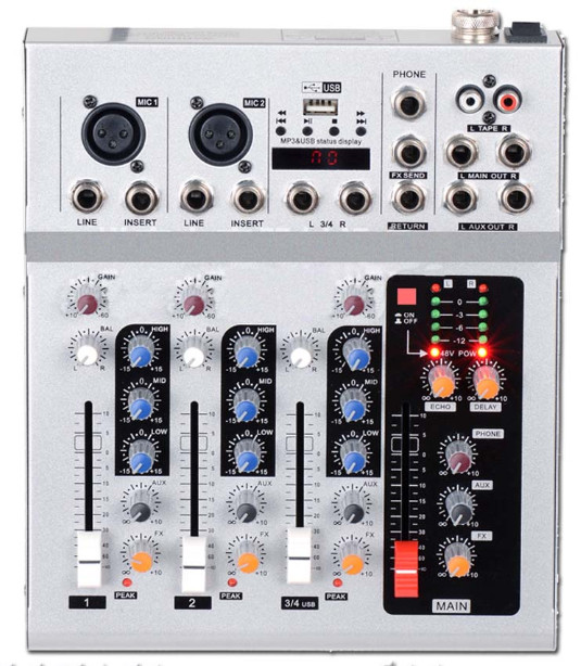 MG4S-USB 4 channel mixer / zvukový mixážny pult