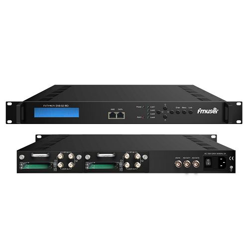 FMUSER FUTV467X 4 Tuner CAM IRD (4 DVB-C / T / T2 / S / S2 RF Mewnbwn, 1 ASI IP Yn, Allbwn 2 1 ASI IP) gyda MUX