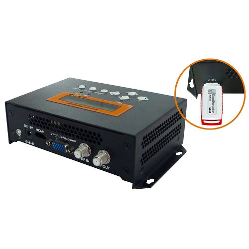 FMUSER FUTV4656 DVB-T / DVB-C (QAM) / ATSC 8VSB MPEG-4 AVC / H.264 HD Encoder Modulator (Tuner, HDMI, YPbPr / CVBS / S-Video in; RF out) dengan USB Record / Save / Playback / Tingkatkan untuk Kegunaan Rumah