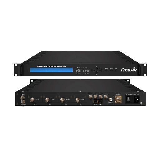 FMUSER FUTV3503C ATSC-T 8VSB Modulator 8-VSB til RF modulation (2 * ASI / 2 * SMPTE 310M input, RF ontput, ATSC 8VSB graduering) med Network ledelse