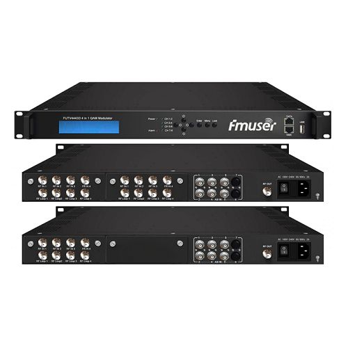 FMUSER FUTV4443D 4 1 en Mux-Scrambling QAM modulador (8Tuner + 6 * ASI en, 4Tuner + 6 2 * ASI + * IP out) con managementtor web