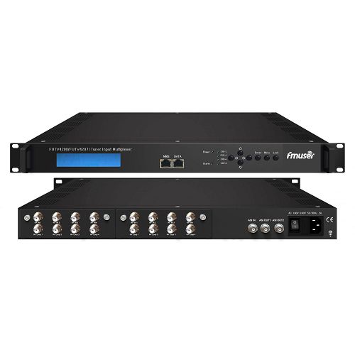 Fmuser FUTV4208 / FUTV4207I 8 Tuner IRD (8 DVB-S2 / T2 RF Input, 1 ASI Dalam, Output 2 ASI 1 IP) pemultipleks