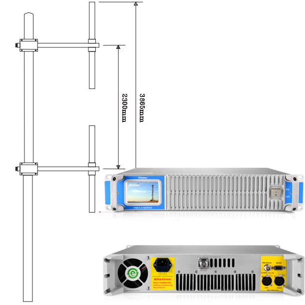 Trasmettitore FM FMUSER FSN-1000T 1KW + Antenna a dipolo 2KW + Cavo coassiale 40M Stazione radio 30KM