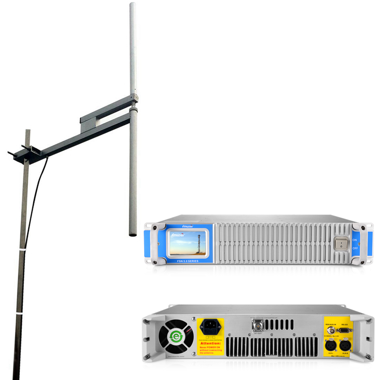 Trasmettitore FM per radio FMUSER professionale da 600 W + antenna dipolo FU-DV1 2KW + cavo da 30 metri con connettori Set completo