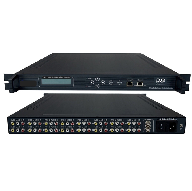 FMUSER FC-2414 16IN1 MPEG-2 / H.264 SD Encoder (16 * AV + ASI IN، ASI / IP Out)