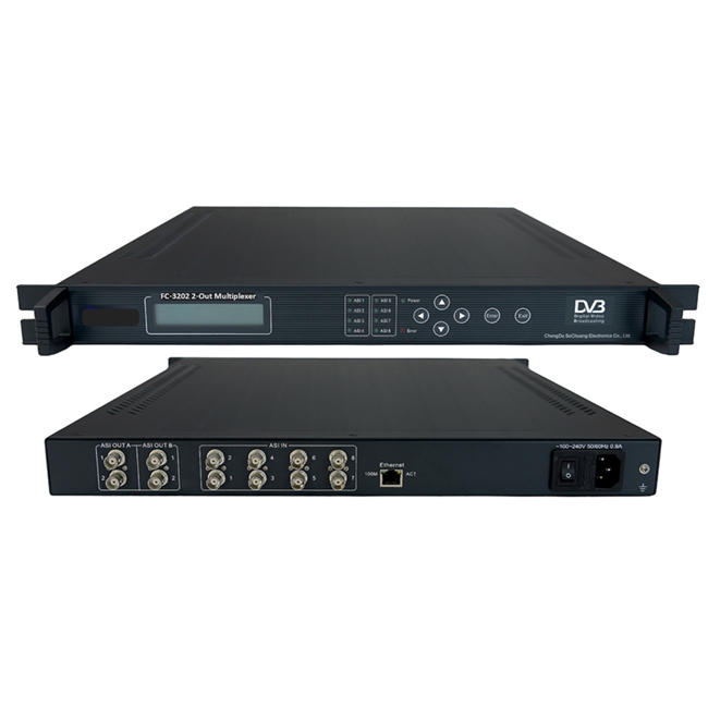 FMUSER FC-3202 2-OUT Multiplexer (8 ASI IN, 2-aparte ASI OUT)
