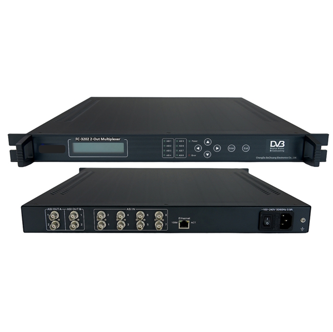 FMUSER FC-3202 2-OUT-multiplexer (8 ASI IN, 2-separat ASI OUT)