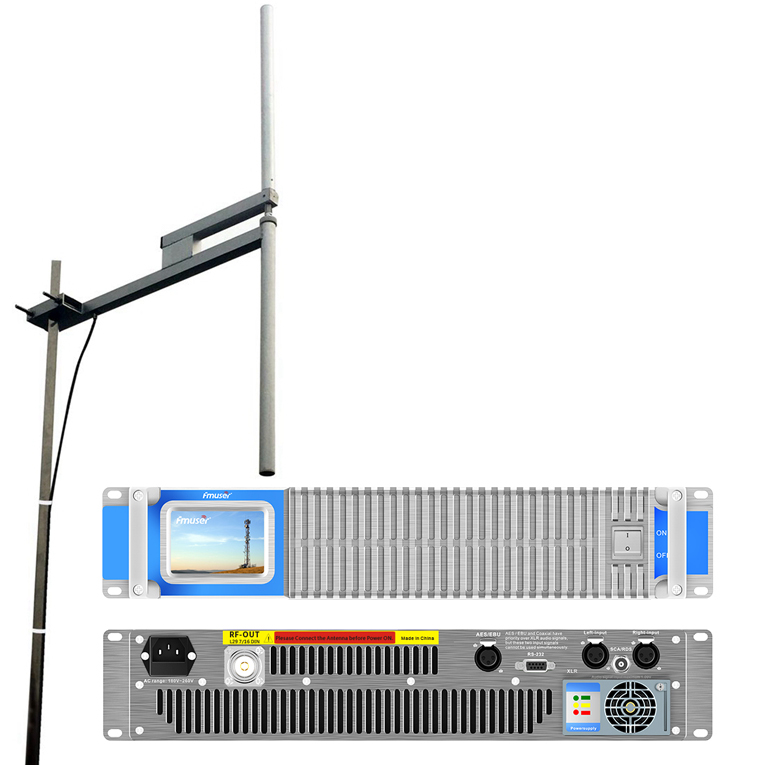 FMUSER 2KW FM TX con pacchetto antenna (trasmettitore FM 2000W + antenna dipolo 2KW + cavo coassiale 30M)