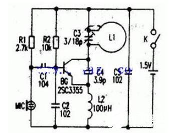 Schakelschema draadloze microfoonzender