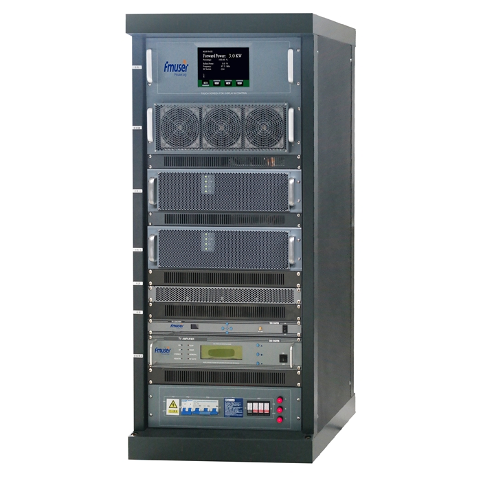 FMUSER FU-518A 3000W 3KW Maint Rack Trosglwyddydd Teledu Analog VHF UHF Ar gyfer Sianel yr Orsaf Deledu