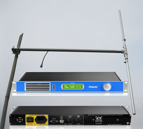 Pacáiste Craolacháin Raidió FMUSER 200W FM (Tarchuradóir FU-200A FM + Antenna Dipole + Cábla Comhaiseach 20M)