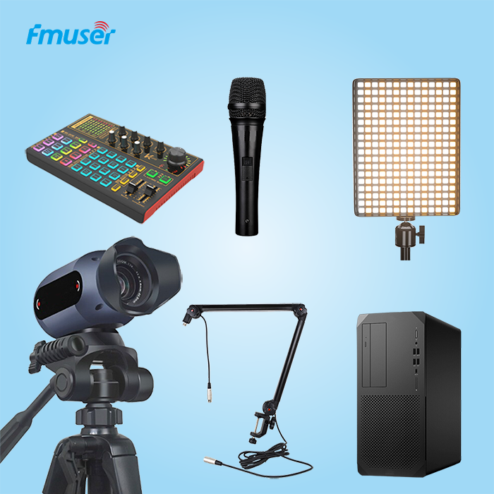 FMUSER PE пакет опрема за поткаст за аудио станица или видео стриминг во живо