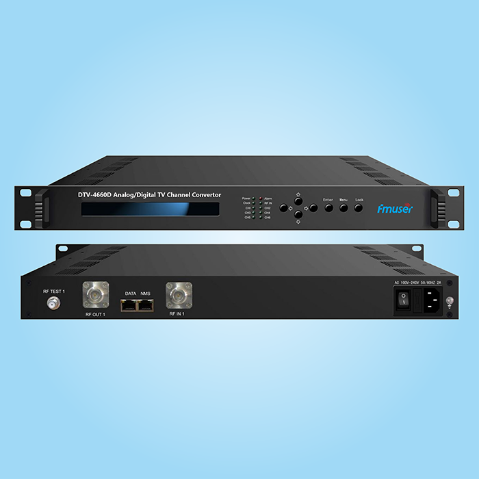 FMUSER DTV-4660D Analog/Digital DVB-C/T, ATSC, ISDB-T, PAL, NTSC, etc RF in RF out TV channel frequency Convertor