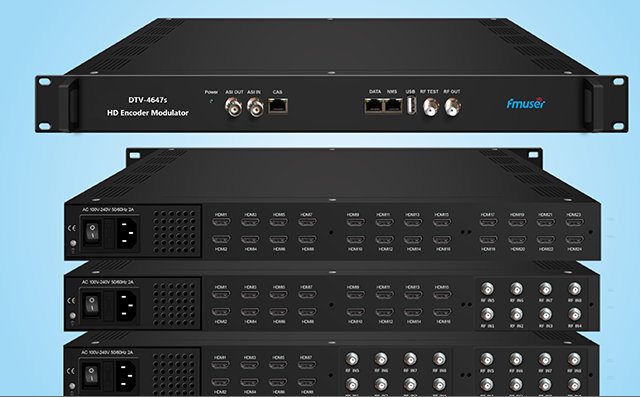 48-kanals QAM, 8-kanals HDMI-inngang, 4-kanals QAM (DVB-C) RF-utgang, alt-i-ett-maskin for redigering og tuning