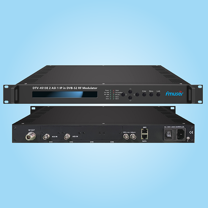 DTV-4513E 2 ASI 1 IP dalam Modulator RF DVB-S2