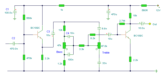 Tone Control Circuit classic Baxendall BC109C