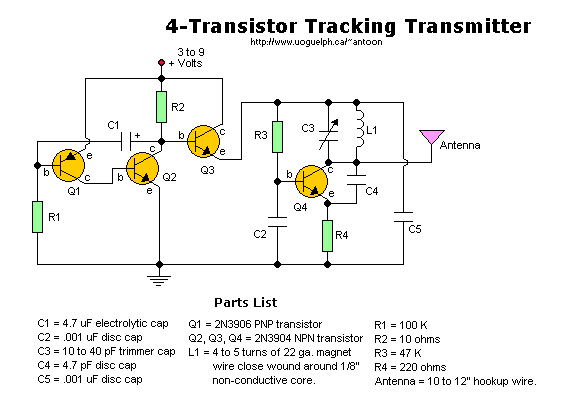 4 Transistor Tracking Transmitter