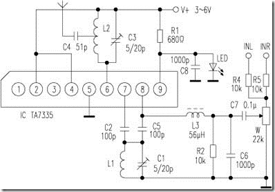 Integrated FM receiver with FM transmitter IC TA7335 production