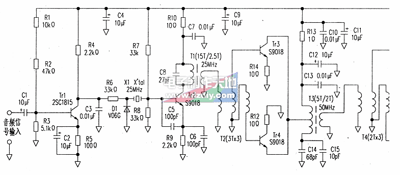 2SC1970制作FM发射机电路图2SC1970 FM transmitter