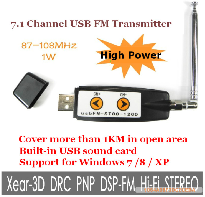 FMUSER USB Mini stereo 1KM FM Transmitter FM-FU88-1200