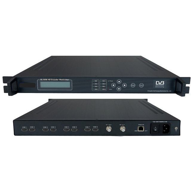 FMUSER FC-5356 8IN1 H264 Mpeg4 HD Encoder DVB-T Modulator/Multi Channel HDMI to RF Converter For DVB Headend,Hotel HDTV,/Cable Digital TV